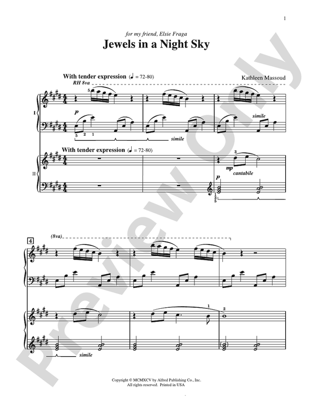 Jewels in a Night Sky - 2 Pianos, 4 Hands (Digital Download)