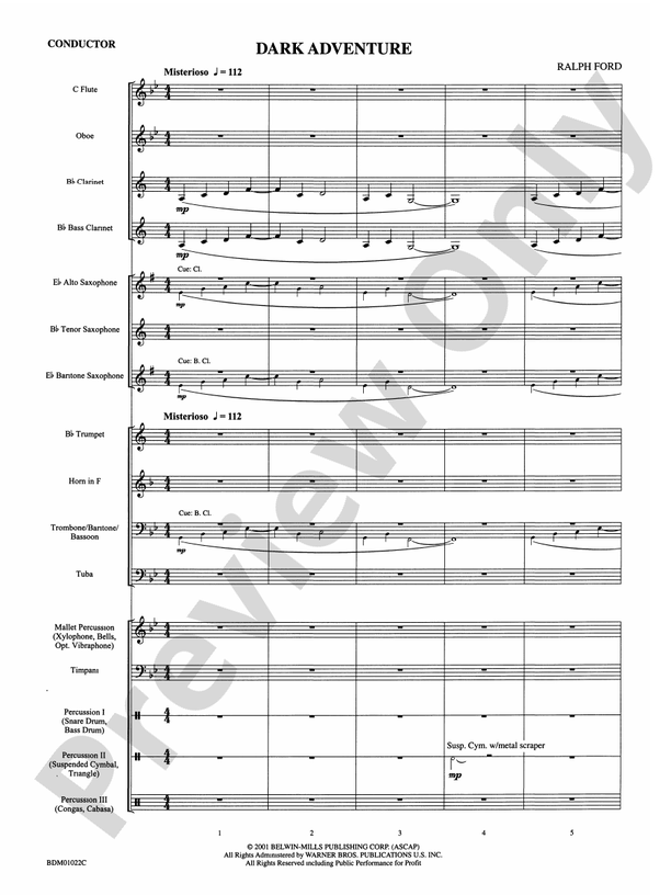 Dark Adventure - Concert Band Conductor Score & Parts (Digital Download)