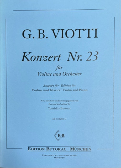 Viotti - Concerto in Gmaj #23 - Violin/Piano Accompaniment Iceland EB111K061-G