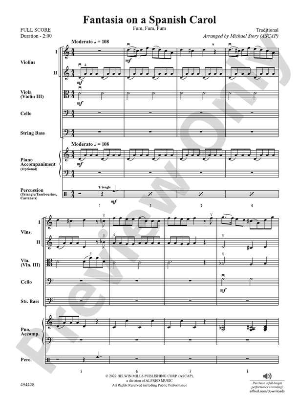 Fantasia on a Spanish Carol - String Orchestra Conductor Score & Parts (Digital Download)