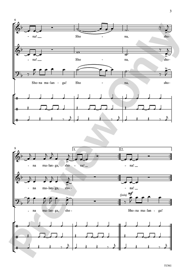 Shona Malanga - 3 Part Mixed A Cappella Choral Octavo (Digital Download)
