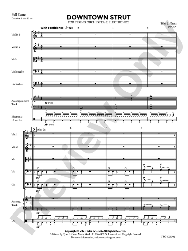 Downtown Strut - String Orchestra Conductor Score & Parts (Digital Download)