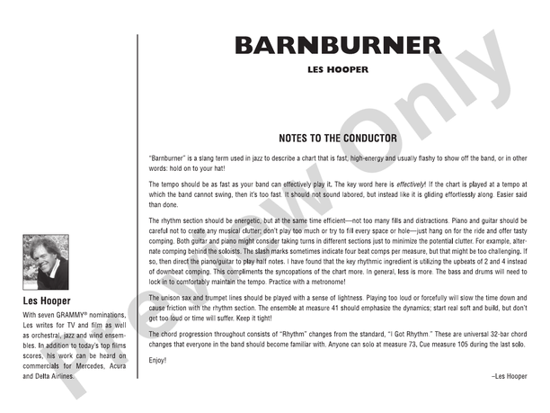 Barnburner - Jazz Ensemble Conductor Score & Parts(Digital Download)