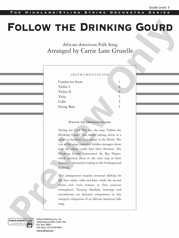 Follow the Drinking Gourd – String Orchestra Conductor Score & Parts (Digital Download)