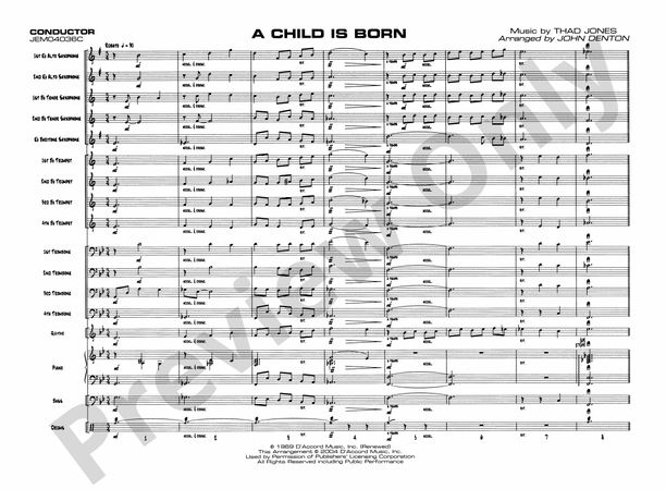 A Child Is Born - Jazz Ensemble Conductor Score & Parts(Digital Download)