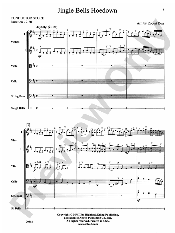 Jingle Bells Hoedown – String Orchestra Conductor Score & Parts (Digital Download)