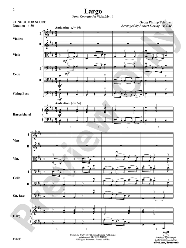 Largo (Grade 3) – String Orchestra Conductor Score & Parts (Digital Download)