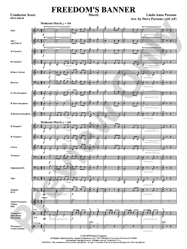 Freedom's Banner - March - Concert Band Conductor Score & Parts(Digital Download)