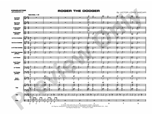 Roger the Dodger - Jazz Ensemble Conductor Score & Parts (Digital Download)