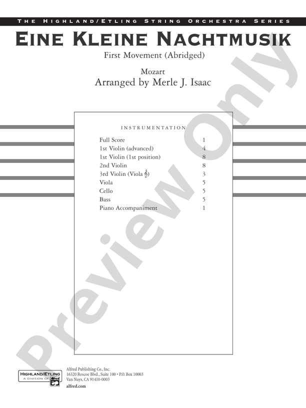 Eine Kleine Nachtmusik (Grade 3) – String Orchestra Conductor Score & Parts (Digital Download)