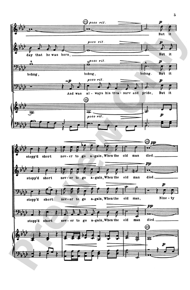 Grandfather's Clock – TTBB Choral Octavo (Digital Download)