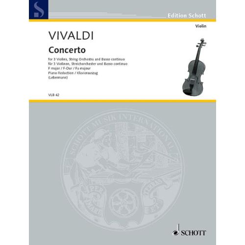 Vivaldi - Concerto in FMaj PV278 - 3 Violins/Piano Accompaniment Schott VLB42