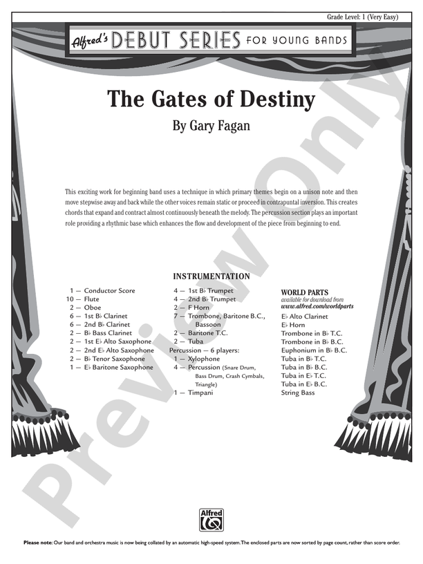 The Gates of Destiny - Concert Band Conductor Score & Parts (Digital Download)
