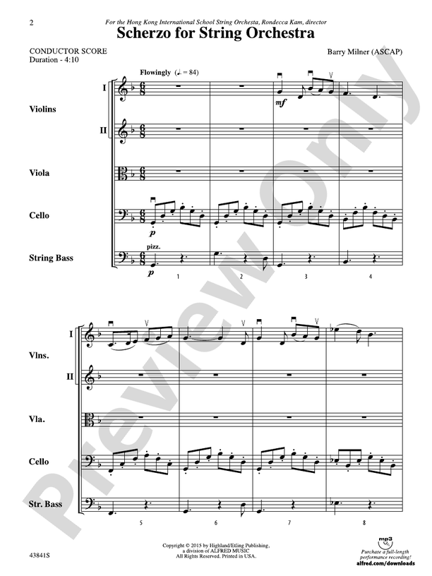 Scherzo for String Orchestra – String Orchestra Conductor Score & Parts (Digital Download)
