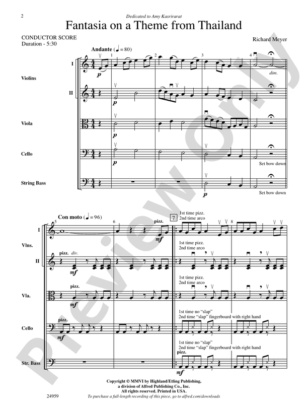 Fantasia on a Theme from Thailand – String Orchestra Conductor Score & Parts (Digital Download)