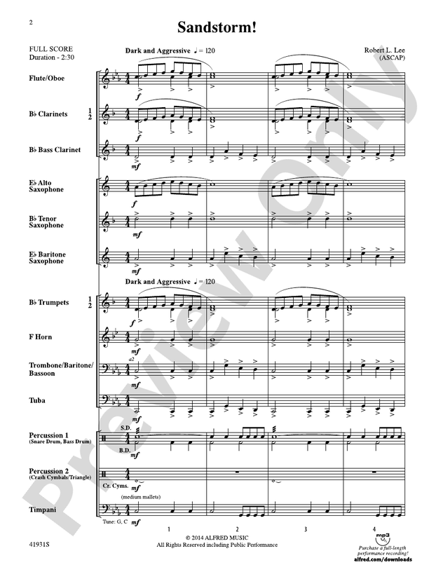 Sandstorm! - Concert Band Conductor Score & Parts (Digital Download)