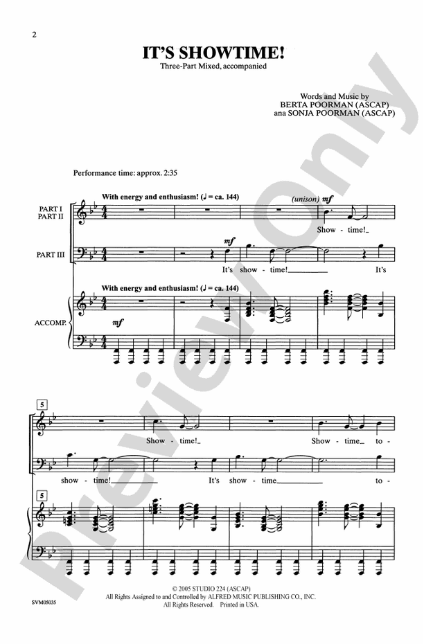It's Showtime! – 3-Part Mixed Choral Octavo (Digital Download)