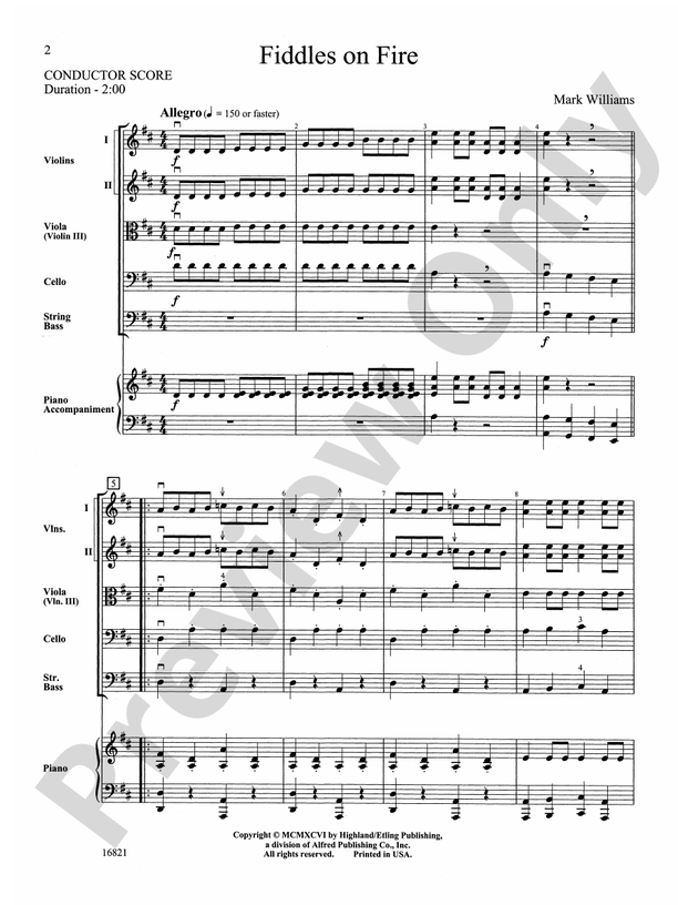 Fiddles on Fire – String Orchestra Conductor Score & Parts (Digital Download)