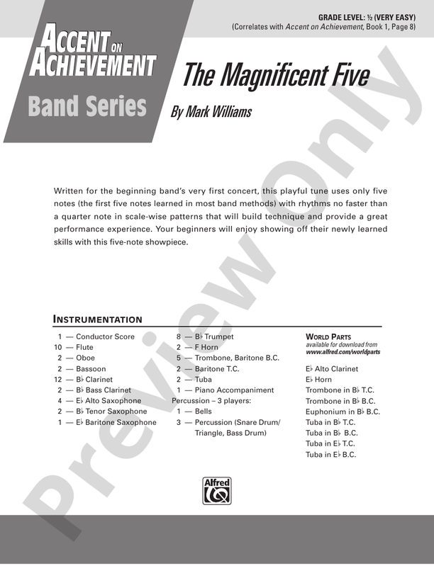 The Magnificent Five - Concert Band Conductor Score & Parts (Digital Download)