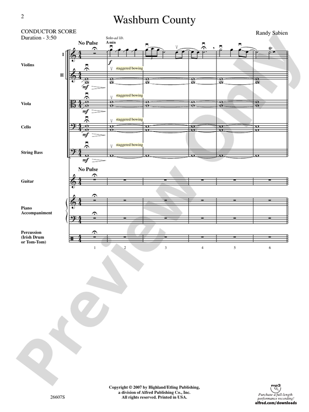 Washburn County – String Orchestra Conductor Score & Parts (Digital Download)
