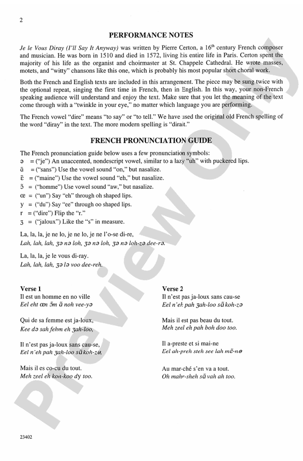 Je le Vous Diray – SATB, a cappella Choral Octavo (Digital Download)