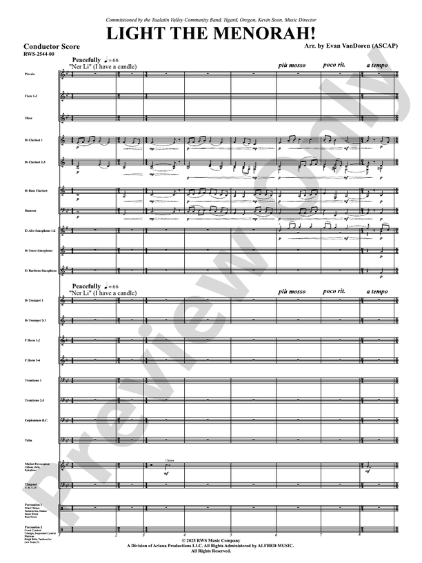Light The Menorah! - Concert Band Conductor Score & Parts(Digital Download)
