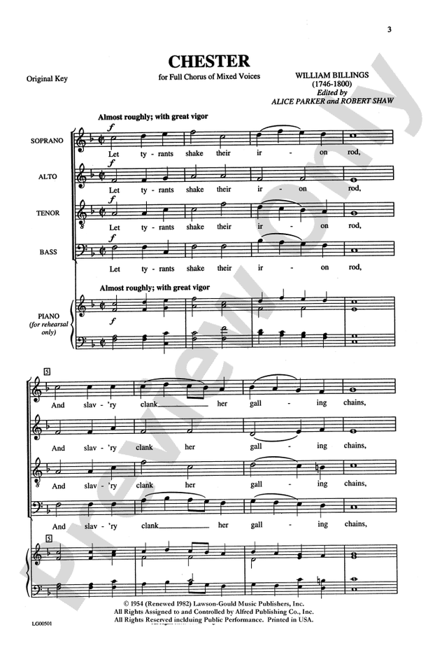 Chester – SATB Choral Octavo (Digital Download)