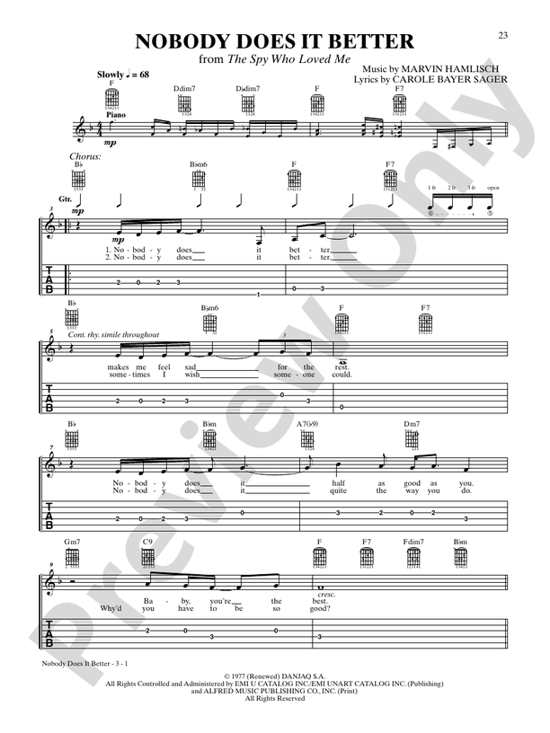 Nobody Does It Better (from "The Spy Who Loved Me") - Guitar TAB (Digital Download)