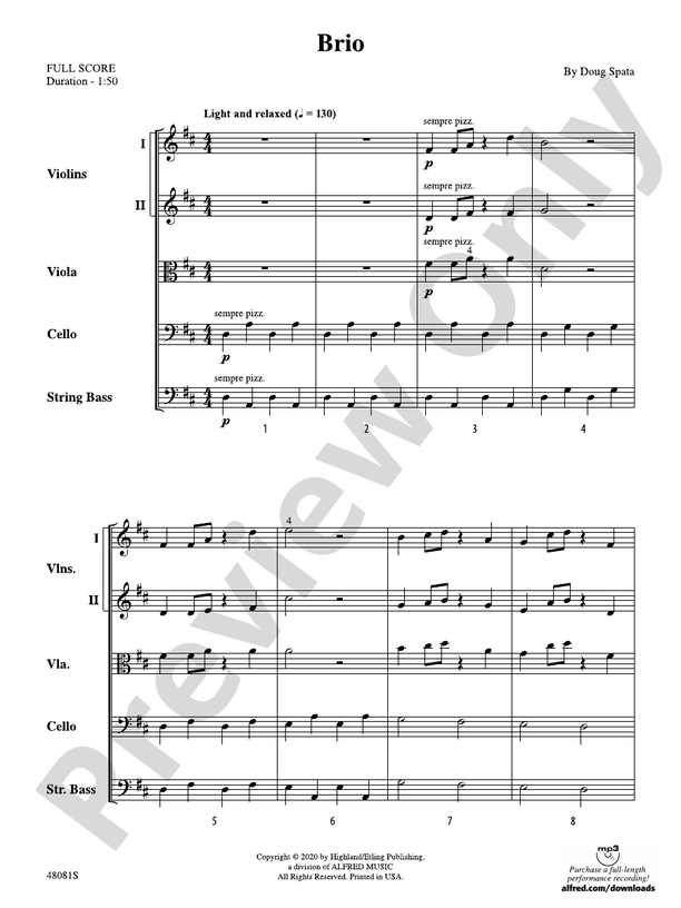 Brio - String Orchestra Conductor Score & Parts (Digital Download)