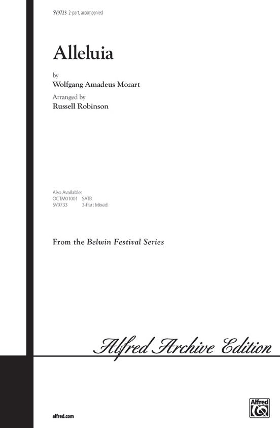 Alleluia - Wolfgang Amadeus Mozart - 2-Part Choral Octavo (Digital Download)