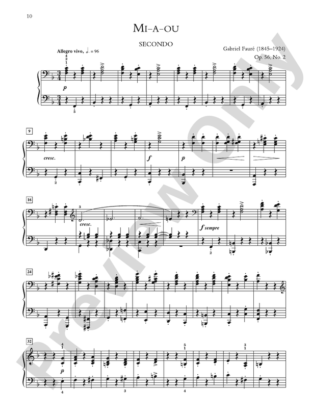 Faure - Dolly Suite, Opus 56 - 1 Piano, 4 Hands (Digital Download)