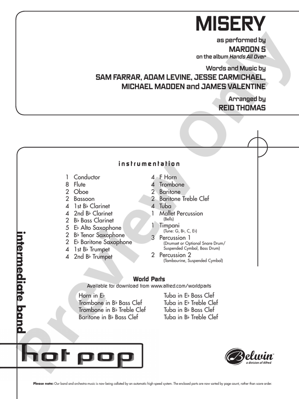 Misery - Concert Band Conductor Score & Parts (Digital Download)