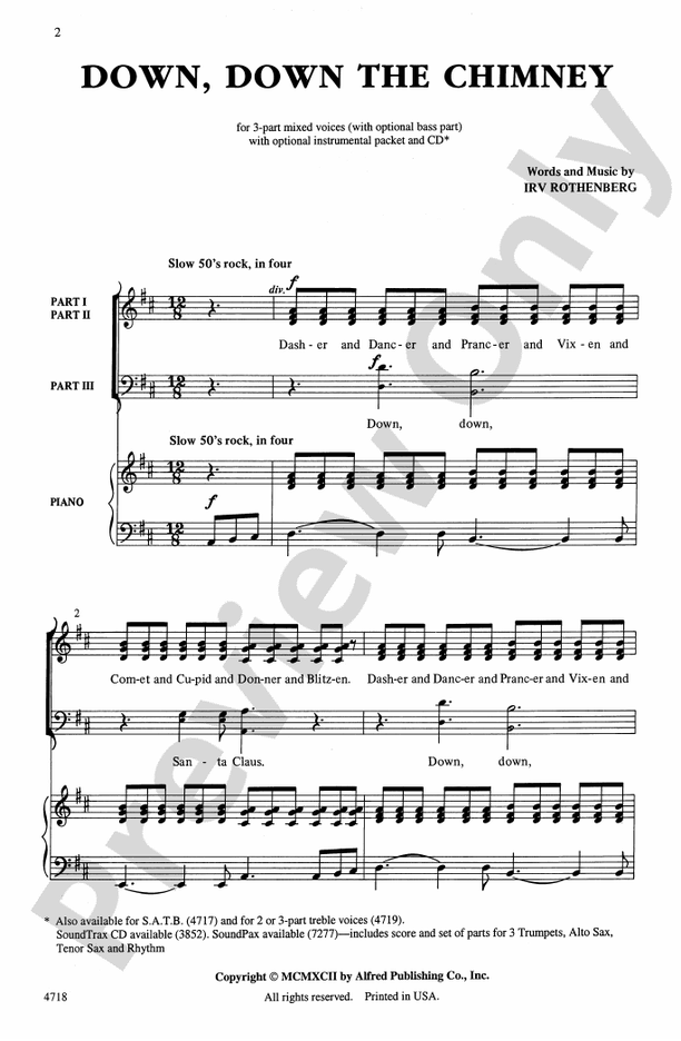 Down, Down the Chimney – 3-Part Mixed Choral Octavo (Digital Download)