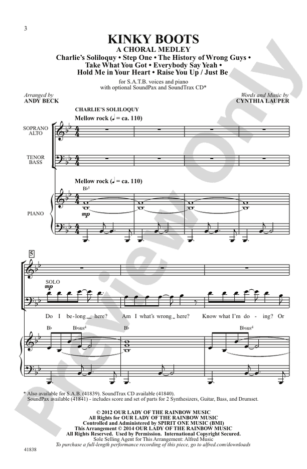 Kinky Boots: A Choral Medley - SATB Choral Octavo (Digital Download)