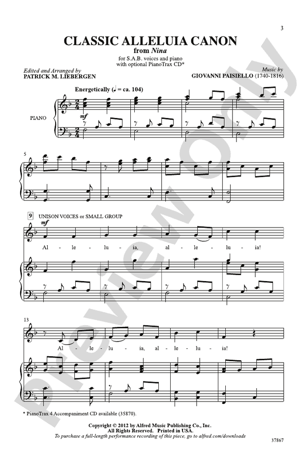 Classic Alleluia Canon – SAB Choral Octavo (Digital Download)