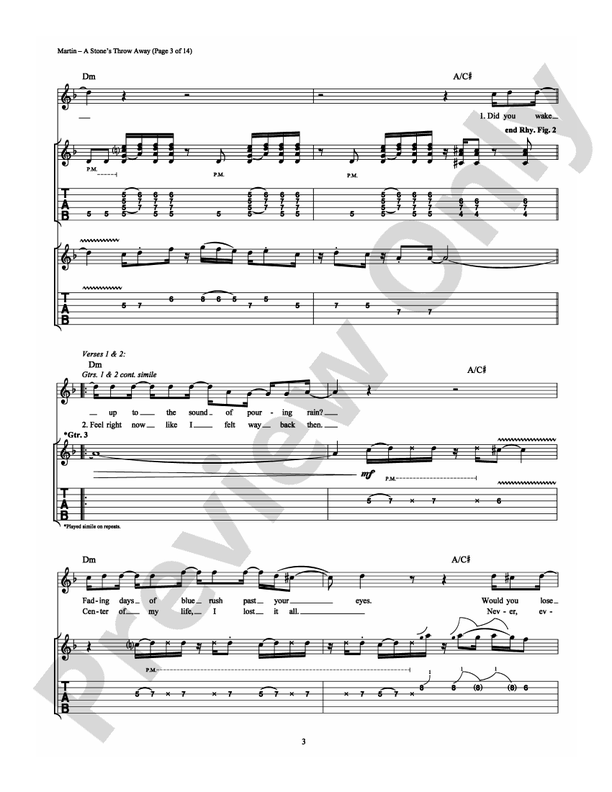 A Stone's Throw Away - Guitar TAB (Digital Download)