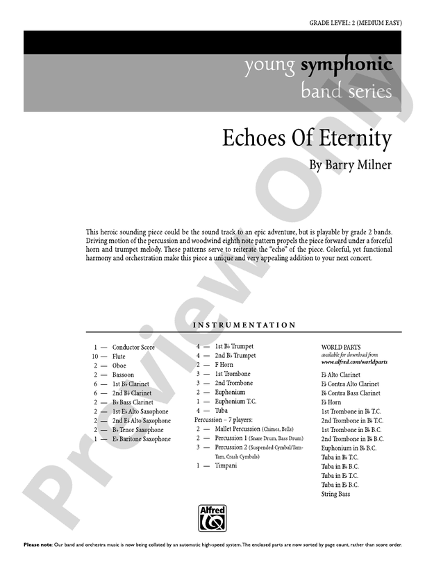 Echoes of Eternity - Concert Band Conductor Score & Parts (Digital Download)