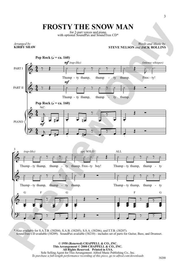 Frosty the Snowman - Arr. Kirby Shaw – 2-Part Choral Octavo (Digital Download)