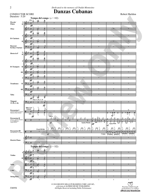 Danzas Cubanas – Full Orchestra Conductor Score & Parts (Digital Download)