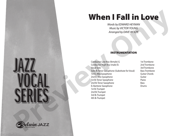 When I Fall in Love - Jazz Ensemble Conductor Score & Parts(Digital Download)