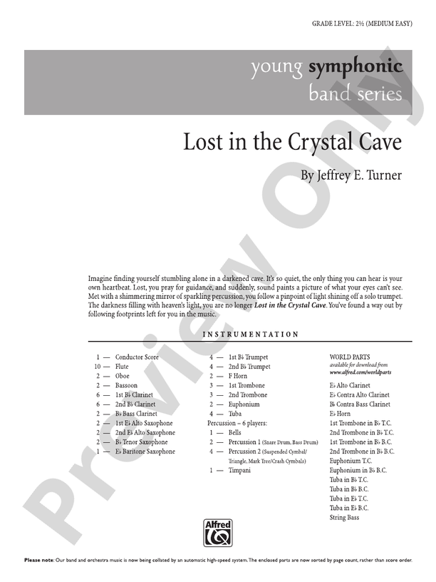 Lost in the Crystal Cave - Concert Band Conductor Score & Parts (Digital Download)