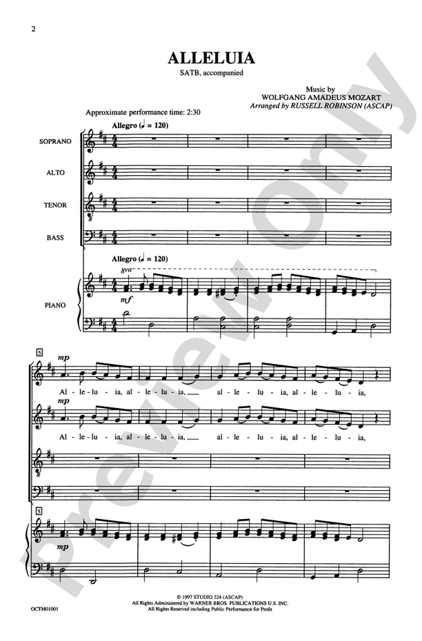 Alleluia - Arr. Russell L. Robinson - SATB Choral Octavo (Digital Download)