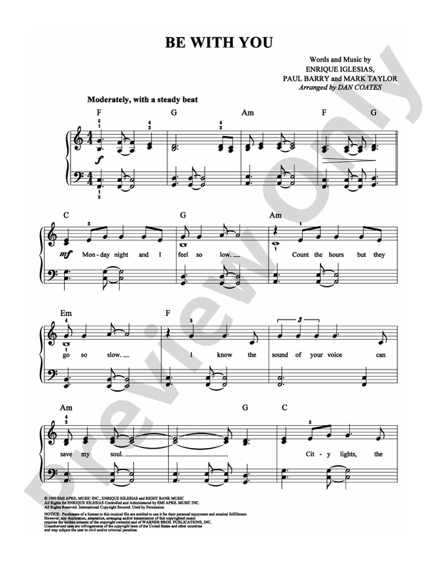 Be With You - Arr. Dan Coates - Easy Piano (Digital Download)