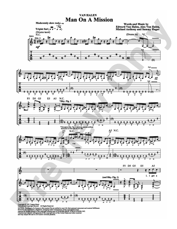 Man On A Mission - Guitar TAB (Digital Download)