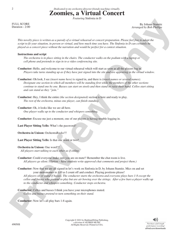 Zoomies, a Virtual Concert - String Orchestra Conductor Score & Parts (Digital Download)