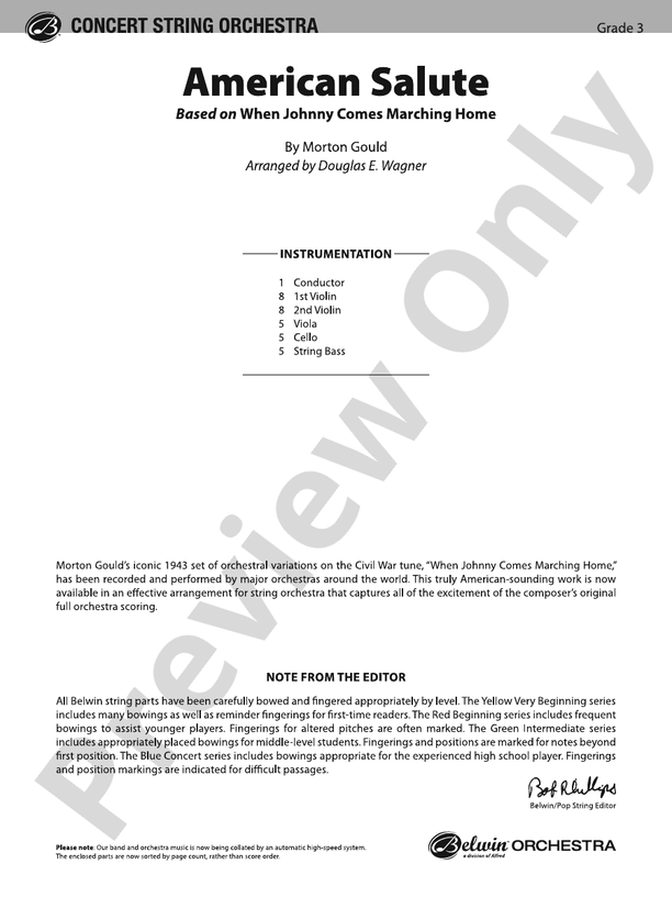 American Salute - String Orchestra Conductor Score & Parts (Digital Download)