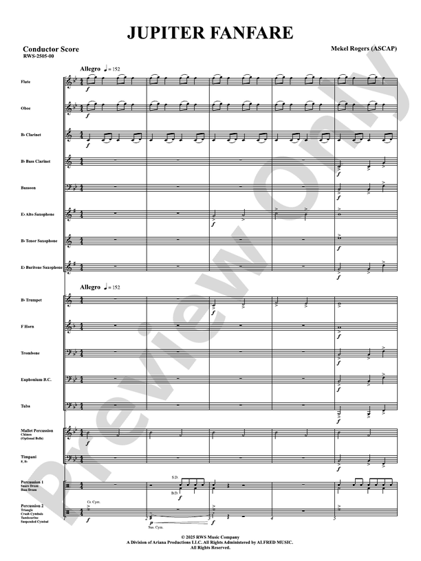 Jupiter Fanfare - Concert Band Conductor Score & Parts(Digital Download)