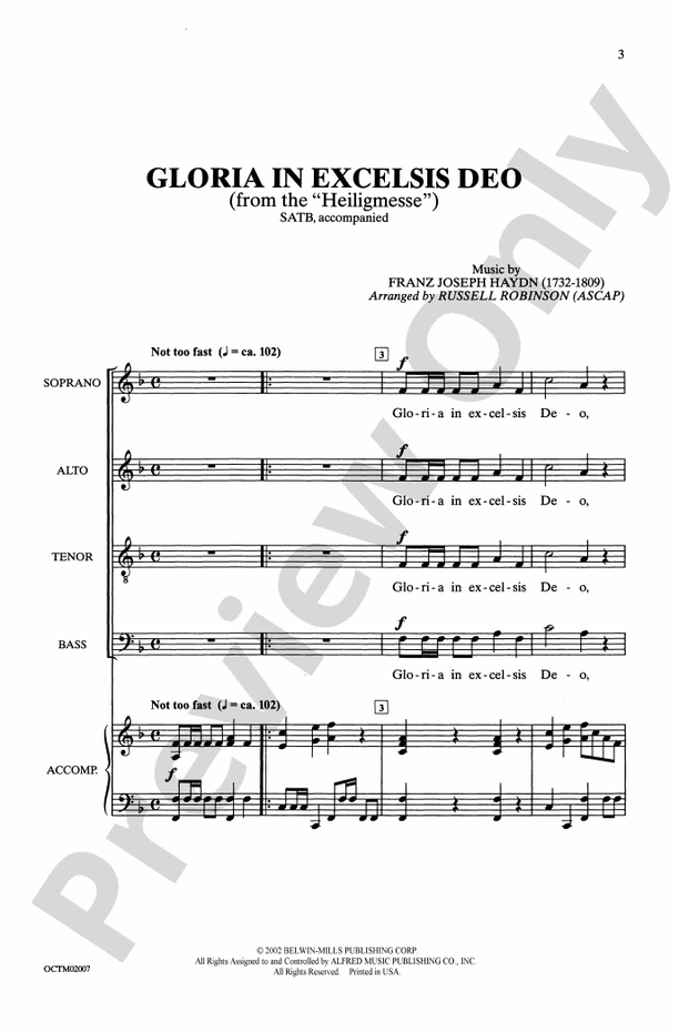 Gloria In Excelsis Deo - Arr. Russell Robinson – SATB Choral Octavo (Digital Download)