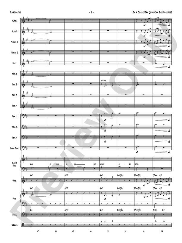 On a Clear Day (You Can See Forever) - Jazz Ensemble Conductor Score & Parts(Digital Download)