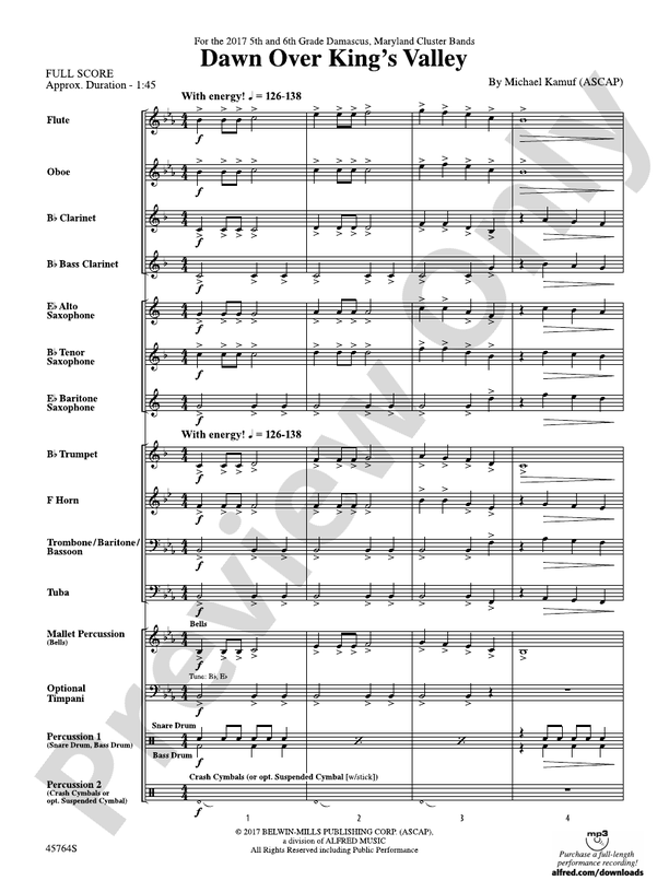 Dawn Over King's Valley - Concert Band Conductor Score & Parts (Digital Download)